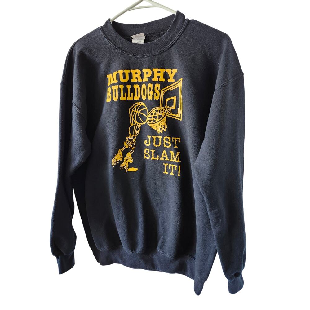 Vtg Gildan Med Black School Basketball Sweater Murphy Bulldogs Just Slam It